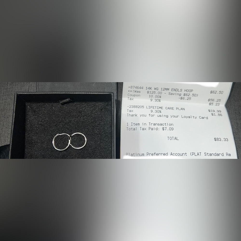 White Gold Infinity Hoop Earrings